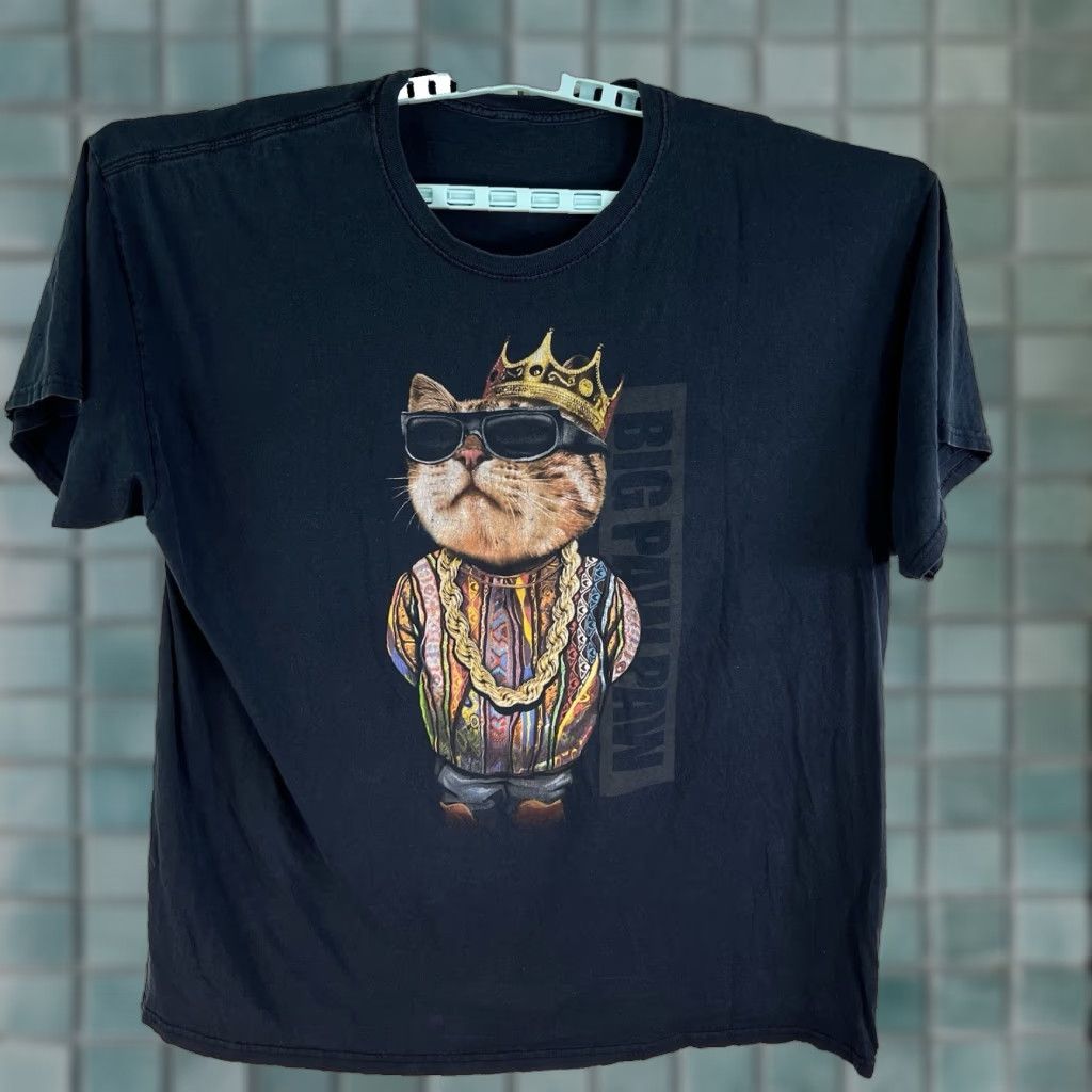 Vintage VINTAGE ODM King Cat XL T-Shirt Black Short Sleeve Graphic Print Men Fall Spring Summer Size US XL / EU 56 / 4 - 1 Thumbnail