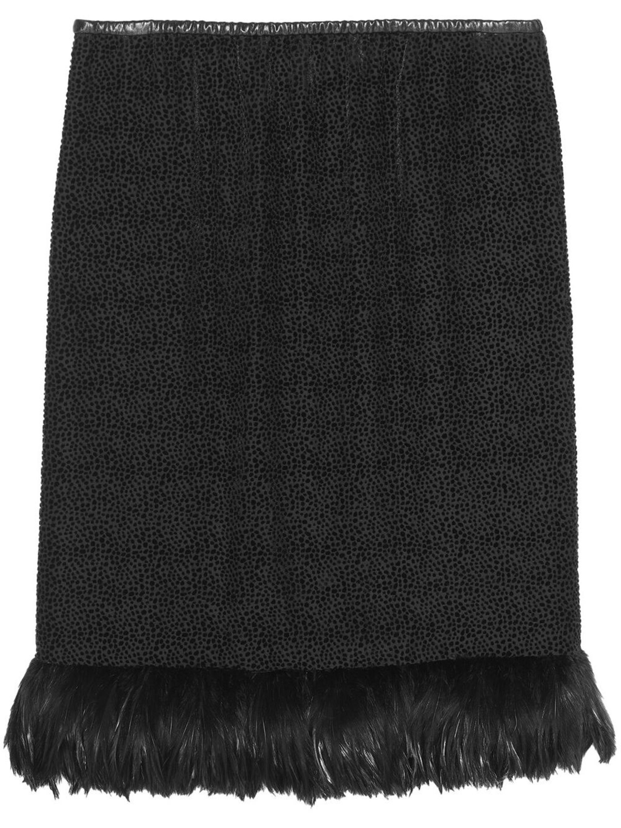 image of Saint Laurent Paris Oc11Z10524 Long Skirt In Velvet And Feathers In Black, Women's (Size 34)