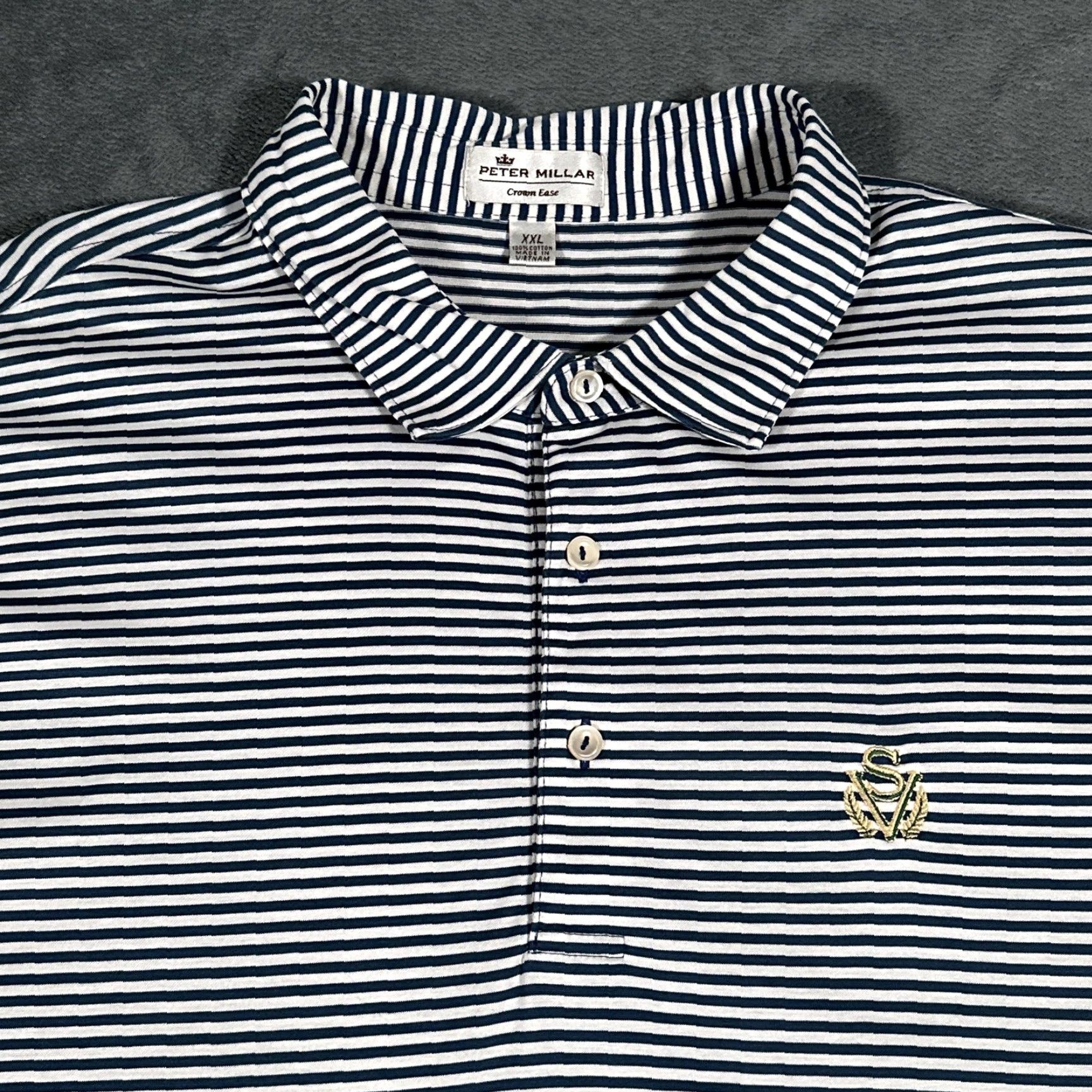 Peter Millar Peter Millar Polo Shirt Mens 2XL Blue White Stripe Crown Ease Golf Cotton Crest Size US XXL / EU 58 / 5 - 2 Thumbnail