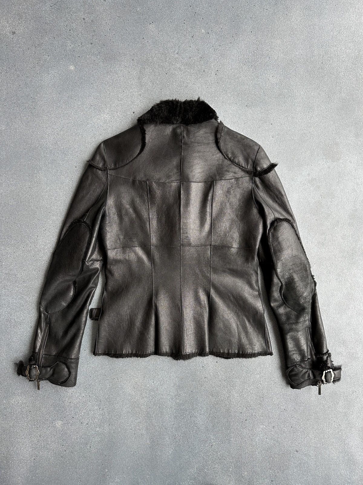 Christian Dior Monsieur 2003 DIOR John Galliano Rabbit Fur Black Strap Coat Jacket Size M / US 6-8 / IT 42-44 - 3 Thumbnail