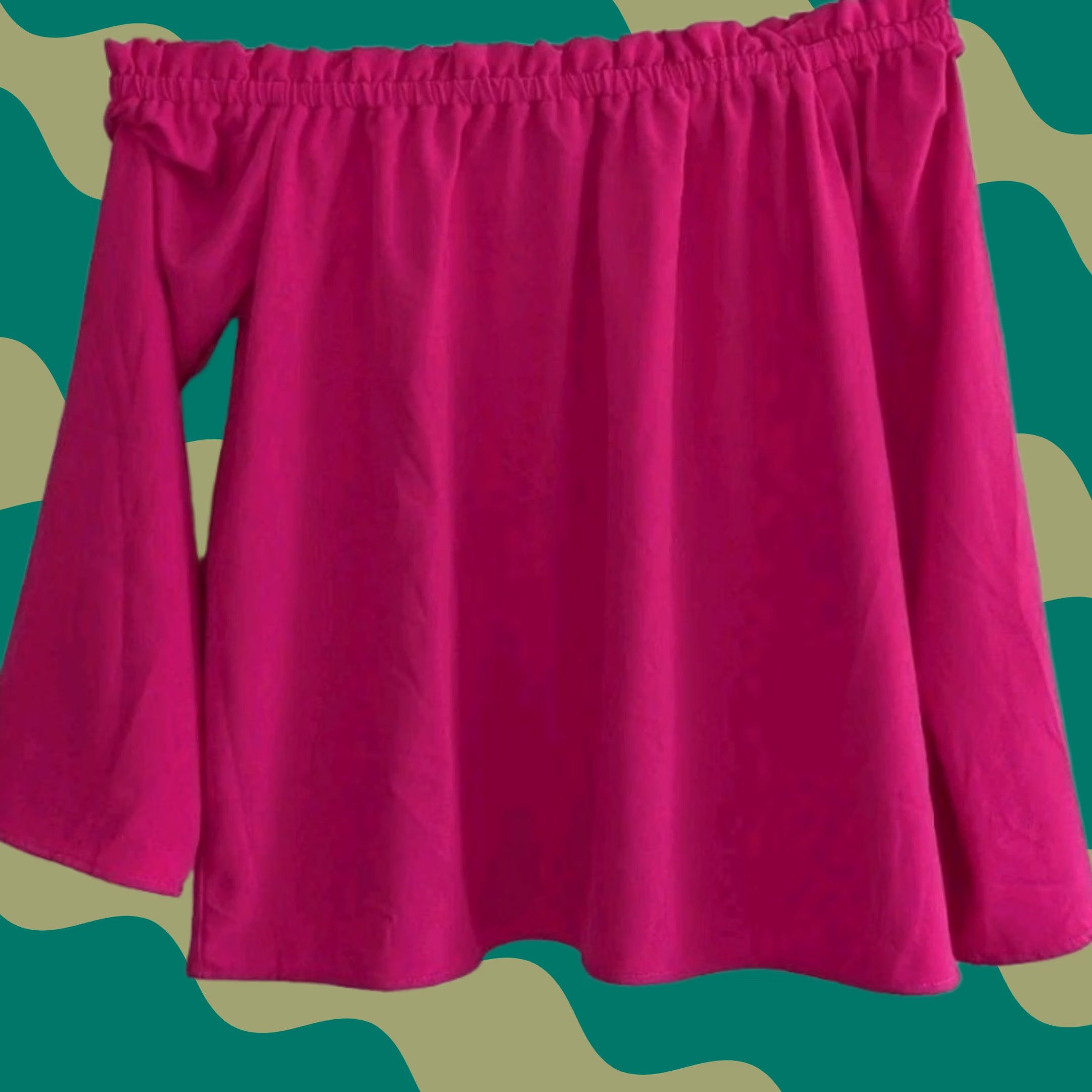 Bell Hot Pink Off the Shoulder Bell Sleeve Top Womens Sz S Romantic Feminine Flowy Shirt Ladies Small Pink Blouse Casual Party 90s Beach USA Style Size S / US 4 / IT 40 - 1 Thumbnail