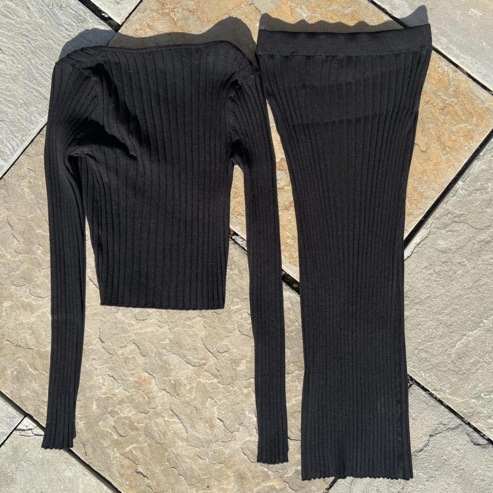 Other 2 Piece Vertical Texture Knit V-Neck Sweater Split Skirt Set Size 32" / US 10 / IT 46 - 6 Thumbnail