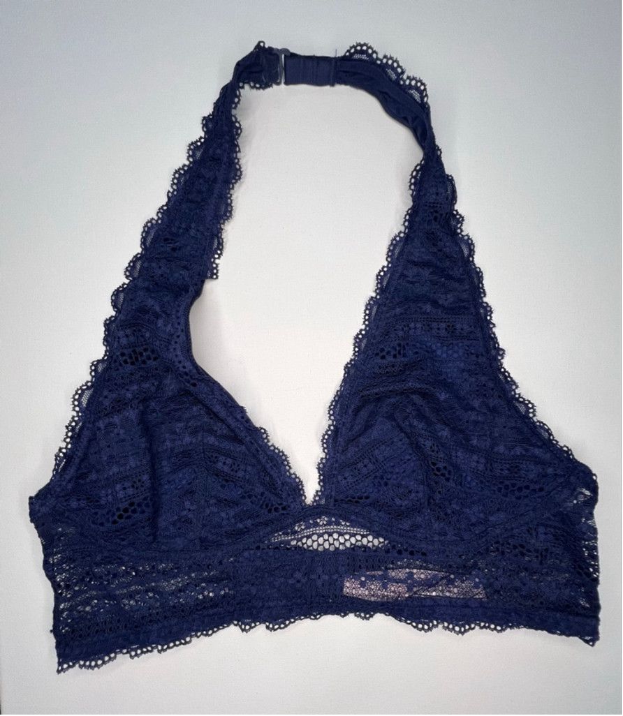 Victoria's Secret Victoria's Secret Navy Blue Lace Halter Style Bralette Size ONE SIZE - 1 Thumbnail