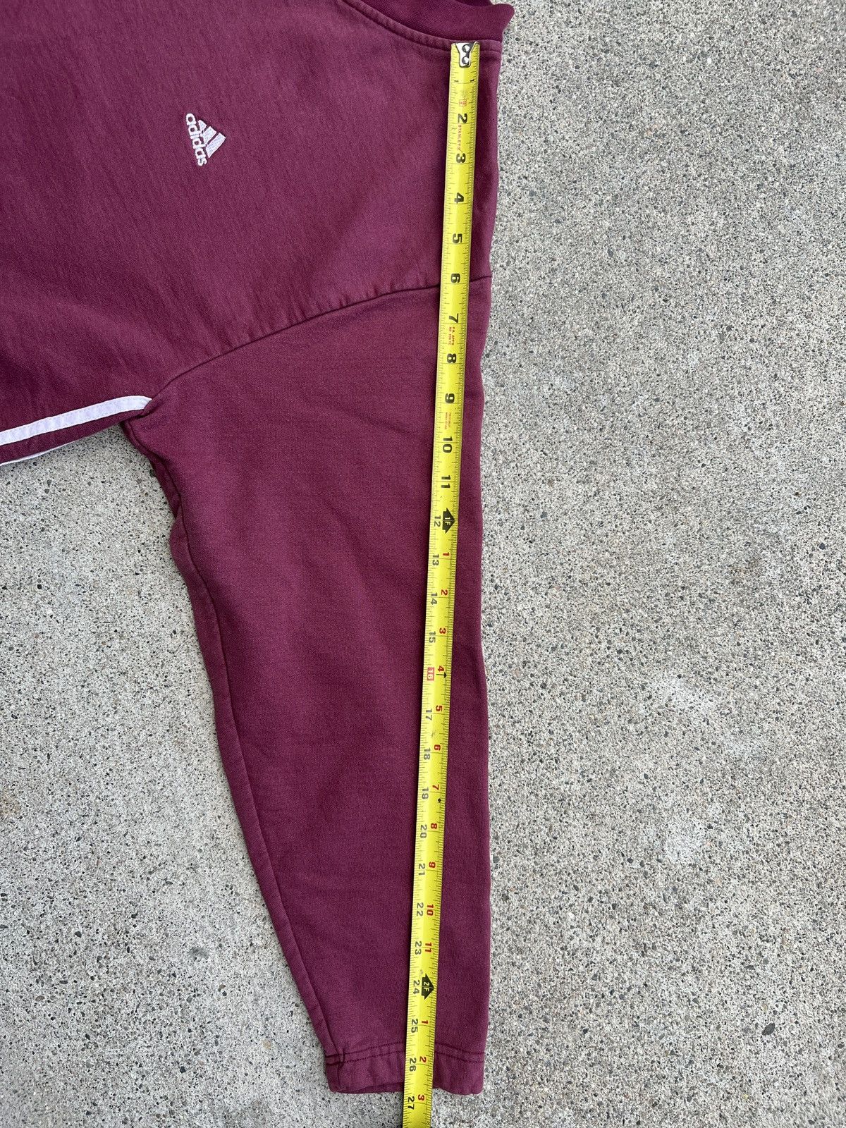 Adidas 1990s Vintage Adidas Burgundy Embroidered Striped Sweater Size US M / EU 48-50 / 2 - 7 Thumbnail