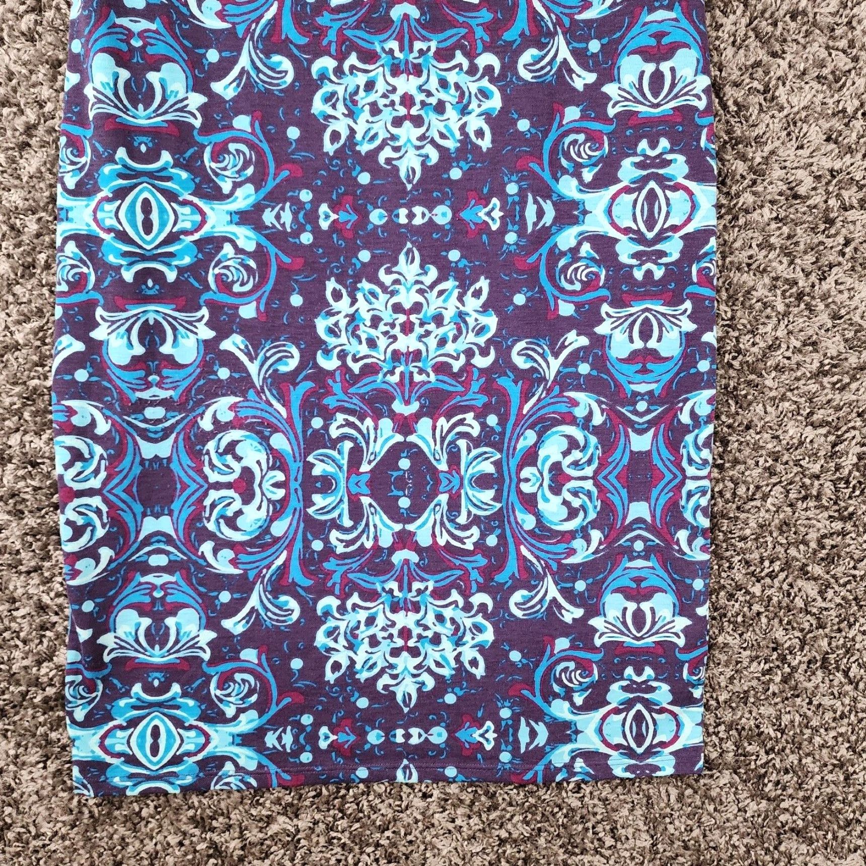Vintage LULAROE Women's Floral Maxi Dress Blue Knee-Length Short Sleeve Size L Size 36" / US 14 / IT 50 - 2 Thumbnail