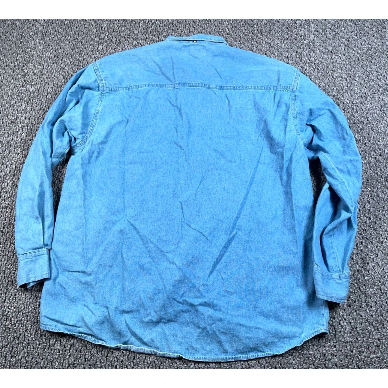 Denime VINTAGE Lost in 50s Embroidered Denim Shirt Adult XL Blue Button-Up Casual Mens Size US XL / EU 56 / 4 - 2 Thumbnail