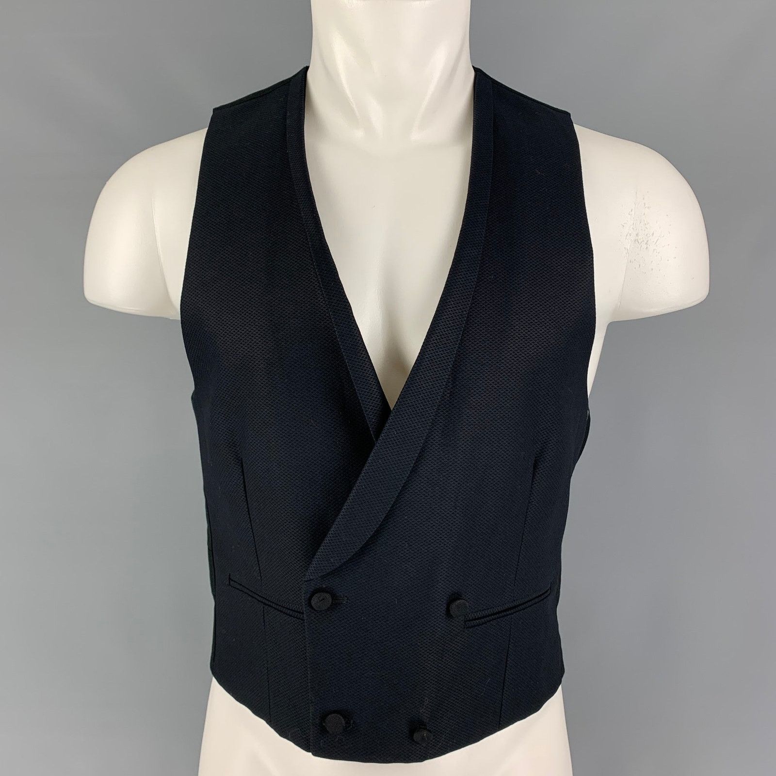 Other SPENCER HART Size 36 Black Textured Cotton Shawl Collar Vest Size 36R - 1 Thumbnail