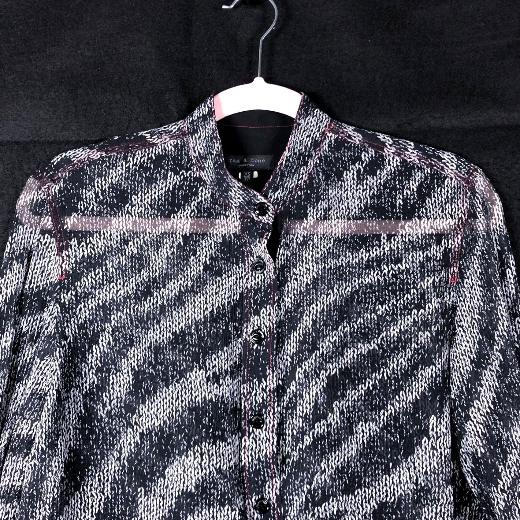 Rag & Bone Rag & Bone Womens Blouse Zebra Print Pullover Henley Maris 100% Silk XS Size XS / US 0-2 / IT 36-38 - 3 Thumbnail