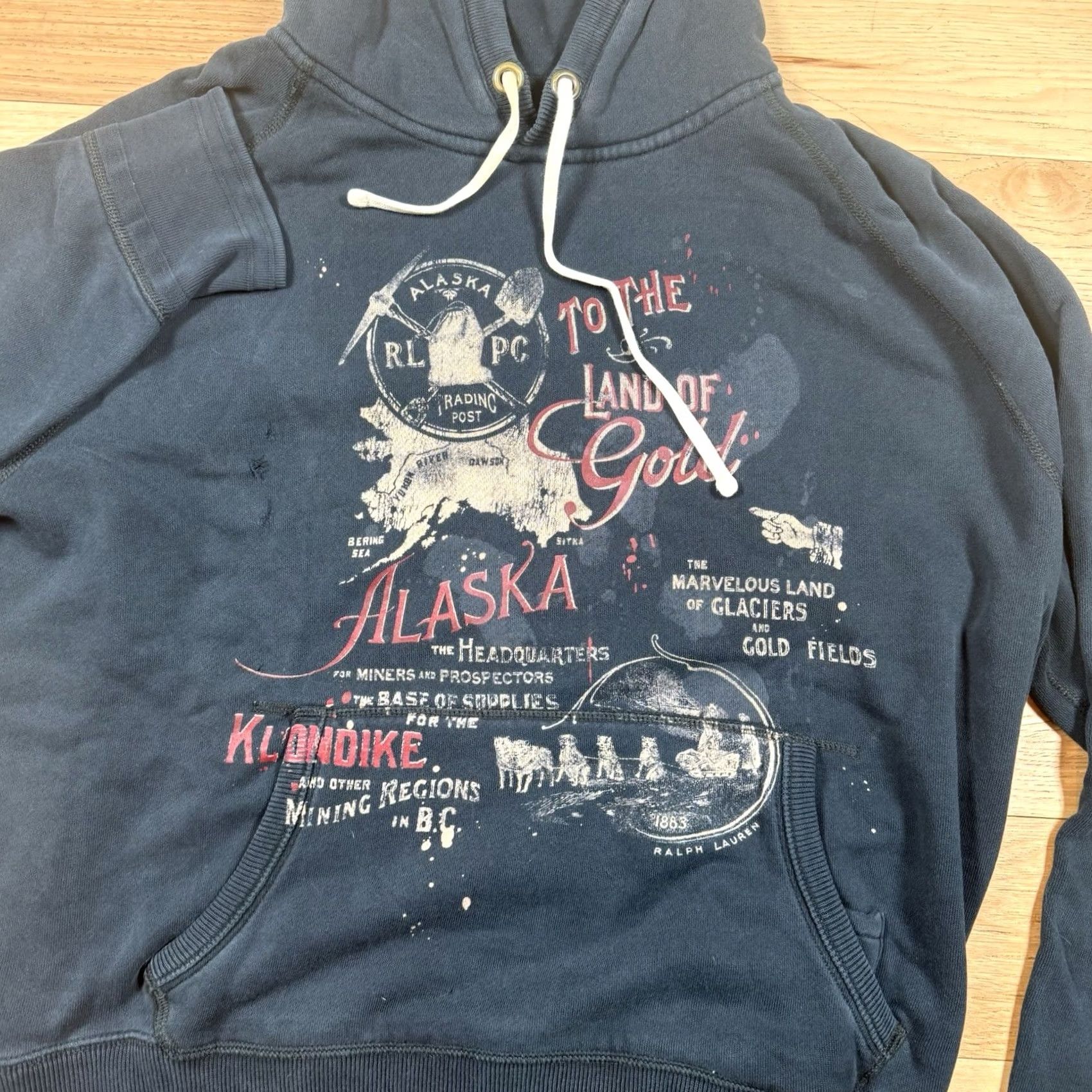 Polo Ralph Lauren VINTAGE Polo Ralph Lauren Hoodie Mens XL Black Gold Mining Klondike RLPC Size US XL / EU 56 / 4 - 2 Thumbnail