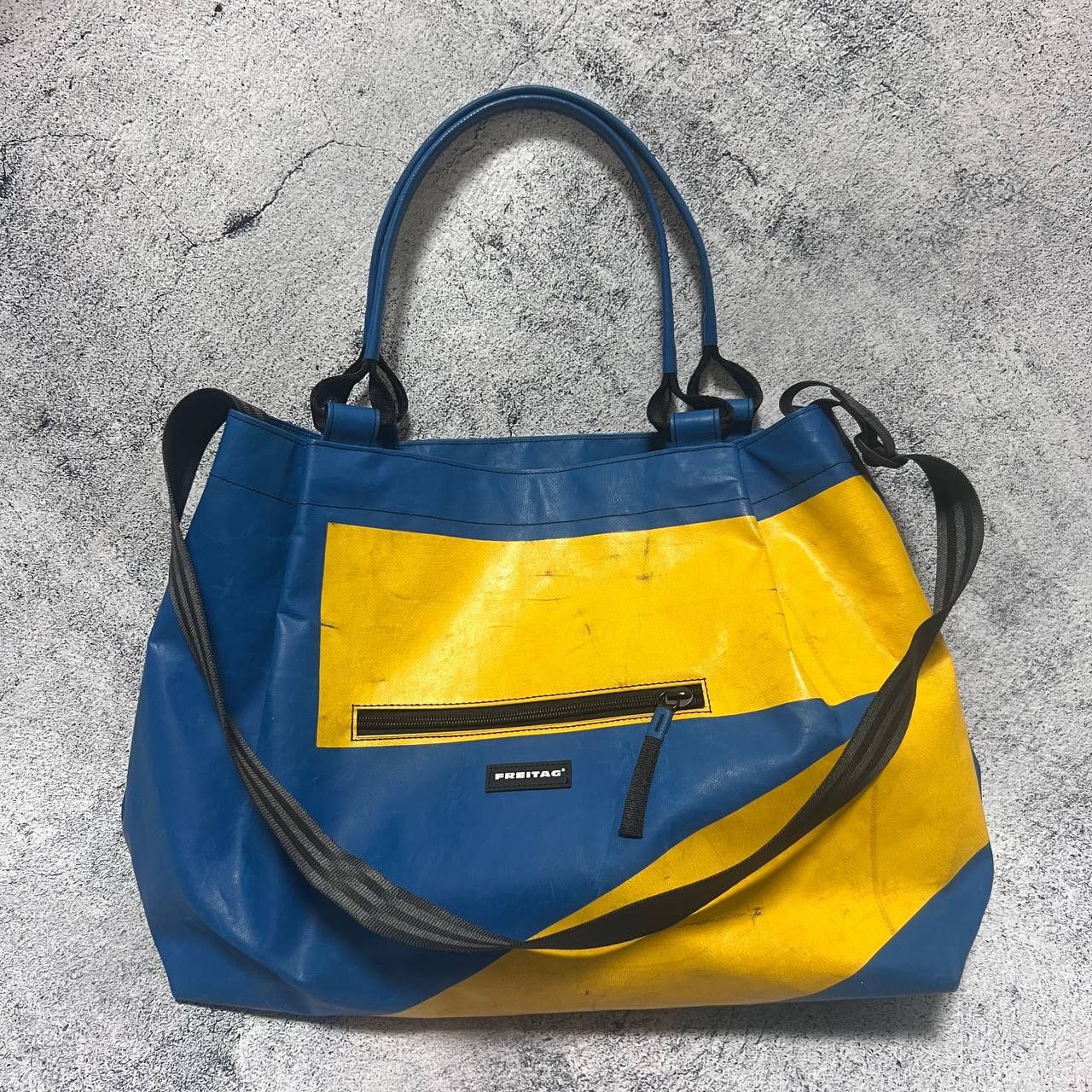 Freitag × Vintage FREITAG Hand Tote shoulder bag blue × yellow rare with pouch Size ONE SIZE - 2 Thumbnail