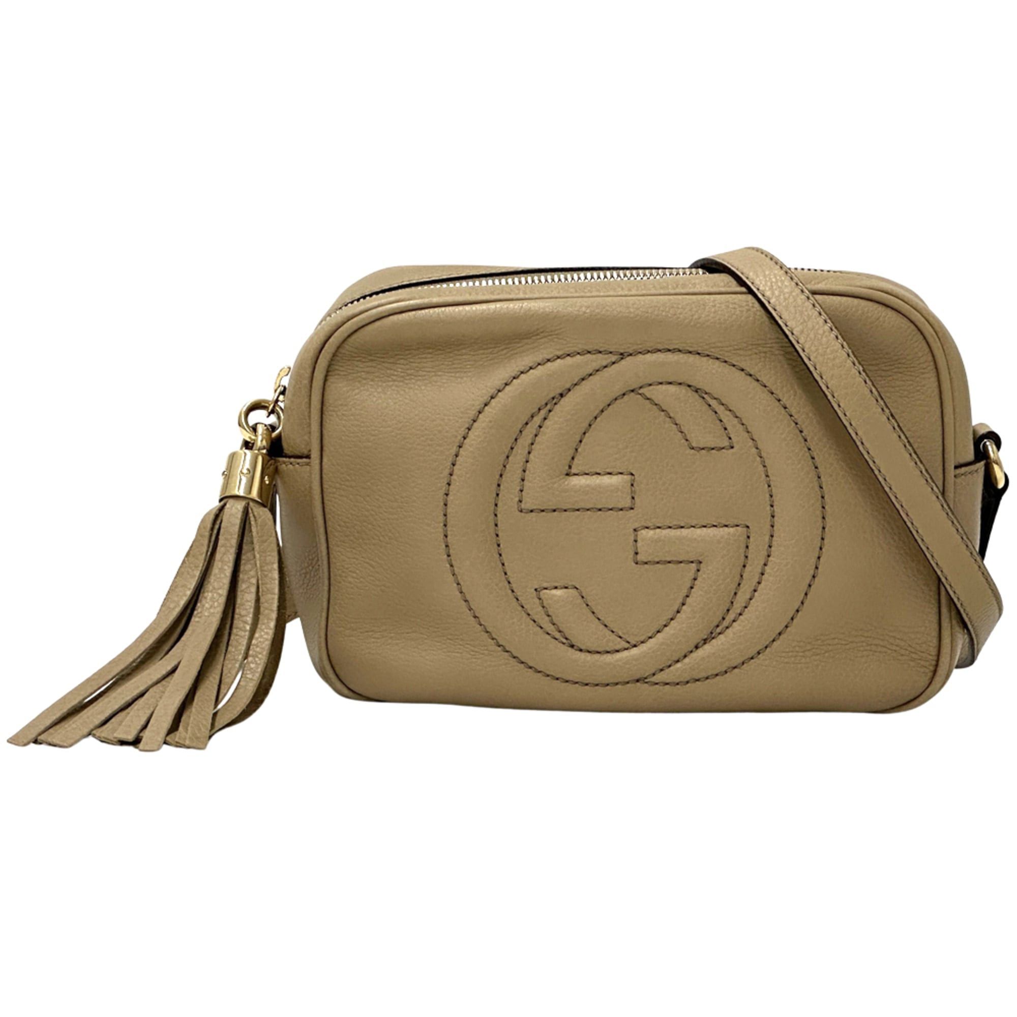 Gucci Gucci women's handbag, Interlocking G design, leather shoulder bag, Soho style, beige, 308364, with tassel, crossbody style. Size ONE SIZE - 1 Thumbnail
