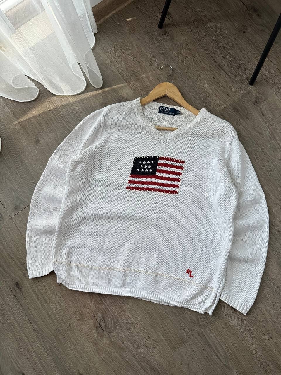 Polo Ralph Lauren Vintage Polo Ralph Lauren White USA Flag Sweater Size US S / EU 44-46 / 1 - 3 Thumbnail