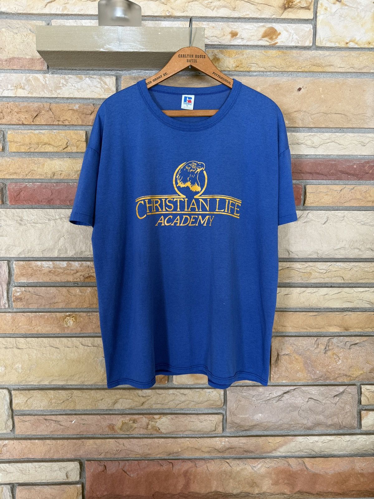 Russell Athletic Vintage 90s Christian Life Academy Graphic Tee Size US XL / EU 56 / 4 - 1 Thumbnail