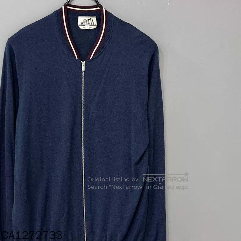 Hermes Hermes Dark blue cashmere zipper jacket Size US M / EU 48-50 / 2 - 2 Thumbnail