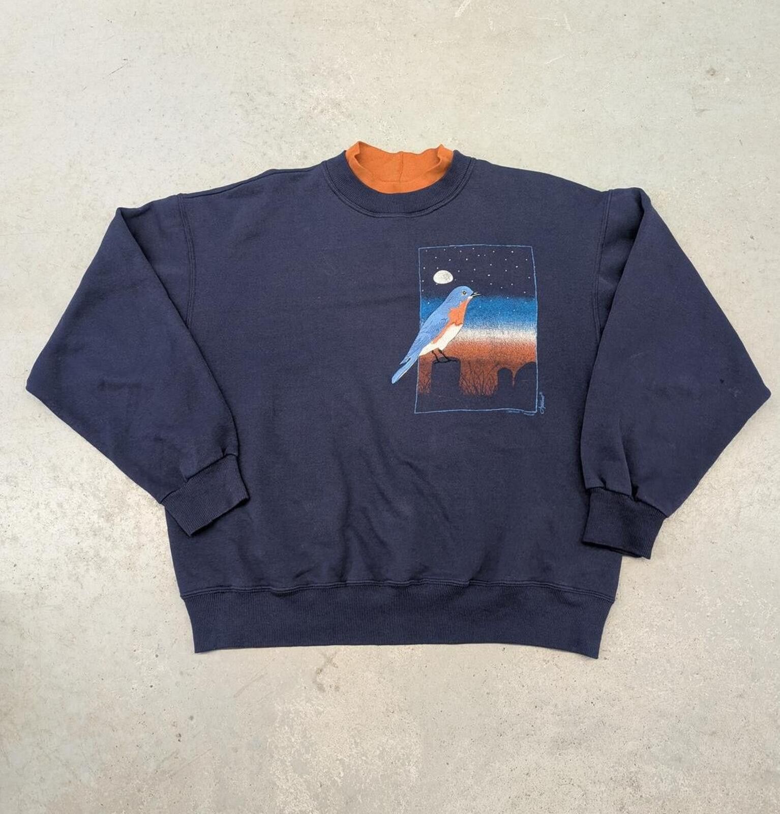 Vintage Vintage 90s Eastern Blue Bird Night Sky Sweater Size US L / EU 52-54 / 3 - 1 Thumbnail