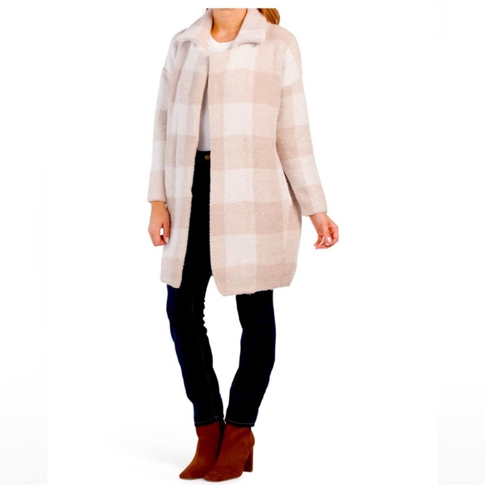 Halston HALSTON Buffalo Check Collar Cardigan With Pockets Size L / US 10 / IT 46 - 1 Thumbnail