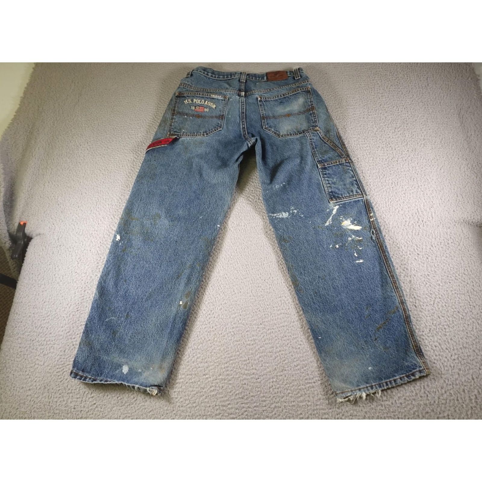 U.S. Polo Assn. VINTAGE US Polo Assn Jeans Mens 32x30 Blue Distressed Carpenter Skater Baggy Straight Pockets USA Flag 1890 Womens/Boys? Size US XS / EU 42 / 0 - 2 Thumbnail