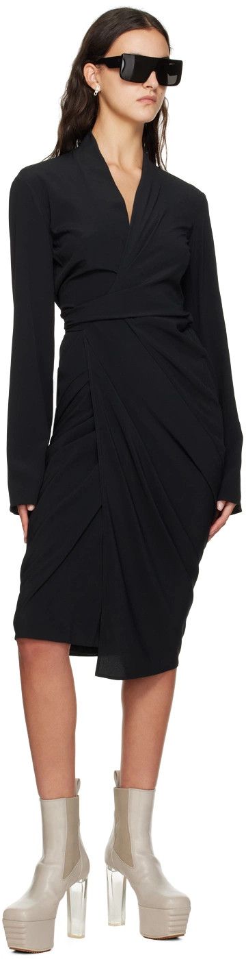 Rick Owens o1y0126 Midi Dress in Black Size XS / US 0-2 / IT 36-38 - 4 Thumbnail