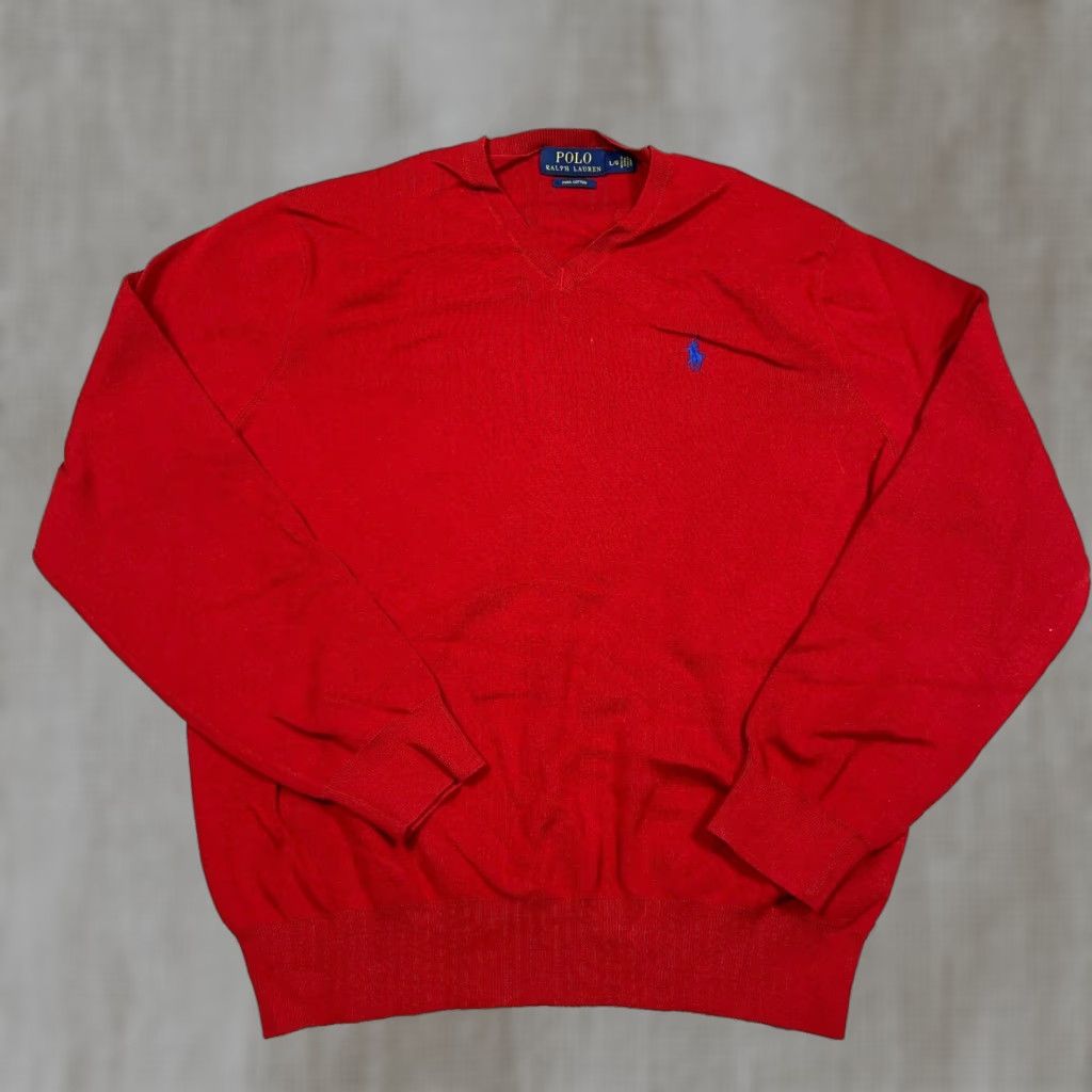 Polo Ralph Lauren Polo Ralph Lauren Sweater Men Large Red Pima Cotton V Neck Soft Golf Blue Pony Size US L / EU 52-54 / 3 - 1 Thumbnail