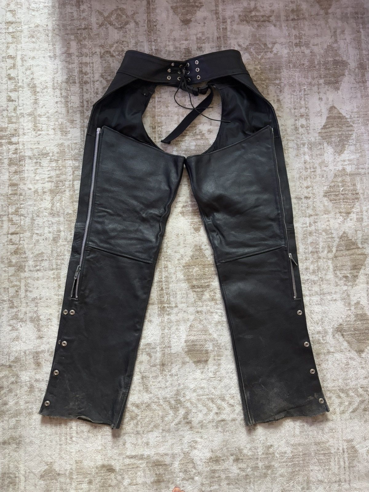 Vintage Vintage black real leather chaps Size US 31 - 10 Thumbnail