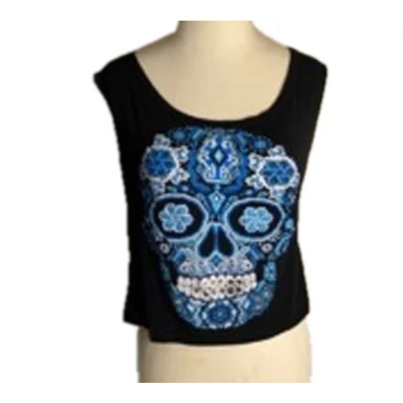 Other Y2K Sugar Skull Graphic Tank Top Black Blue Minnie Love S Size S / US 4 / IT 40 - 2 Thumbnail
