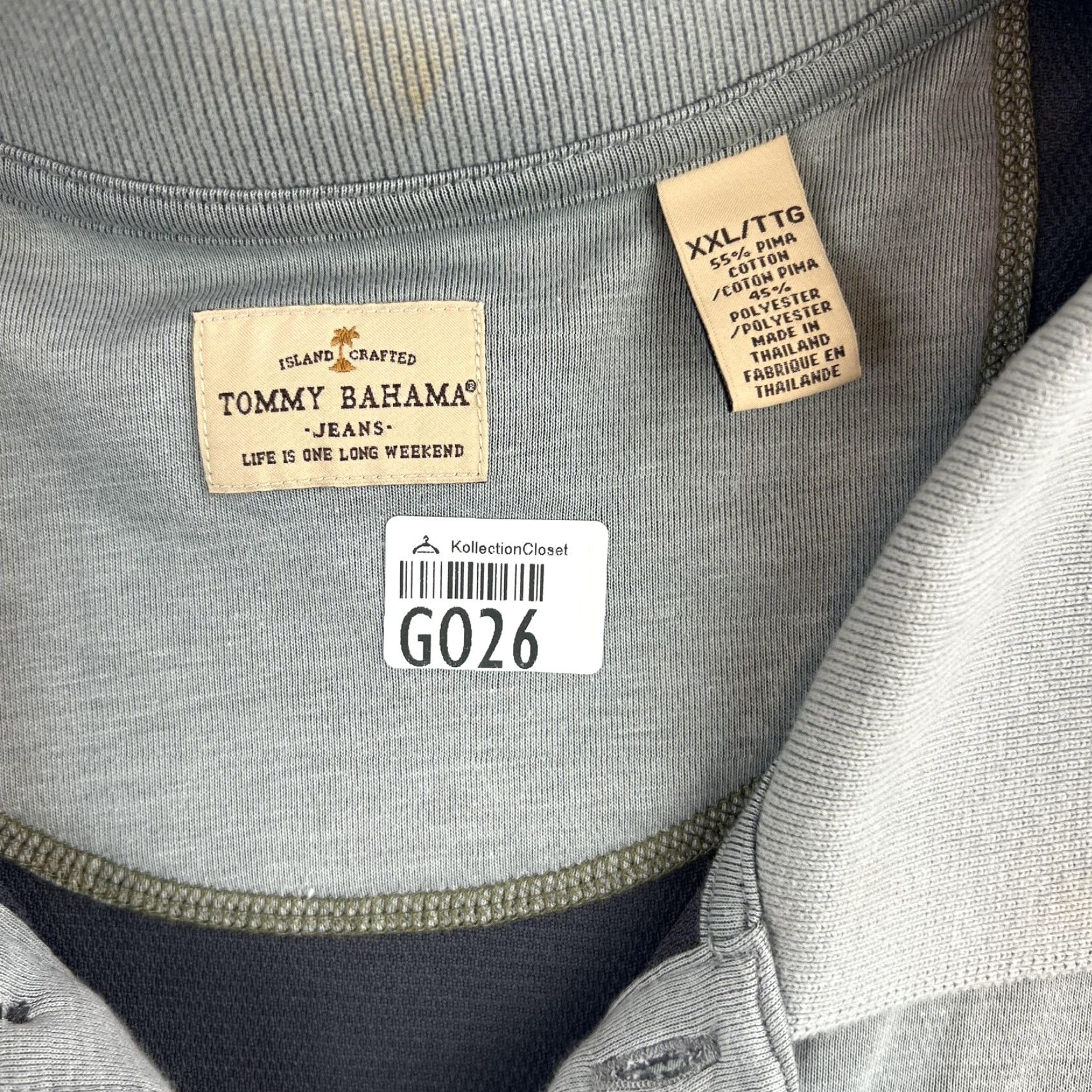 Tommy Bahama Tommy Bahama Jeans Polo Shirt Mens 2XL Gray Pima Cotton Blend Casual Adult Shirt Polo Size US XXL / EU 58 / 5 - 5 Thumbnail