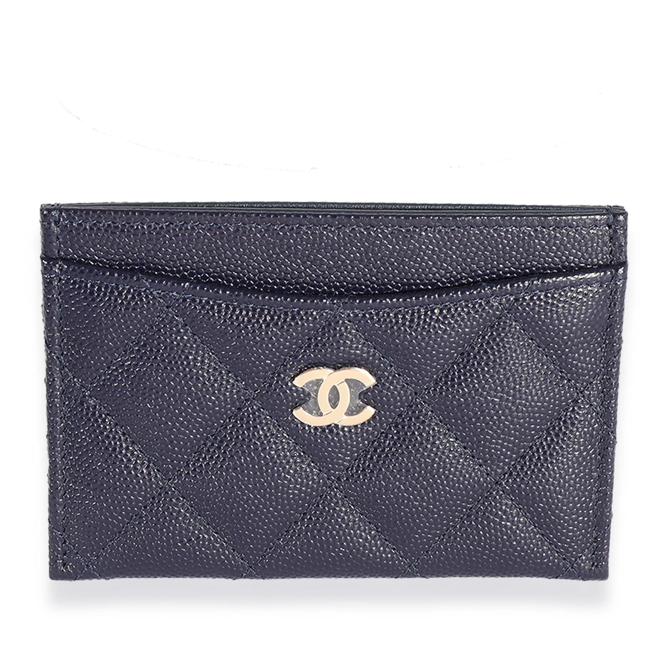 Chanel Chanel Navy Quilted Caviar Classic Card Holder Size ONE SIZE - 1 Thumbnail