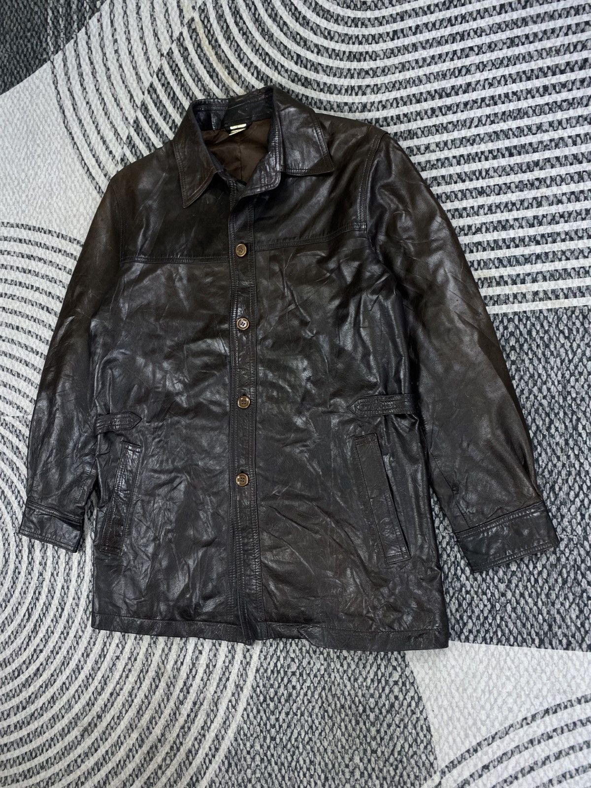 Genuine Leather Vintage Intermezzo Dark Brown Button Up Leather Jacket Size US M / EU 48-50 / 2 - 4 Thumbnail