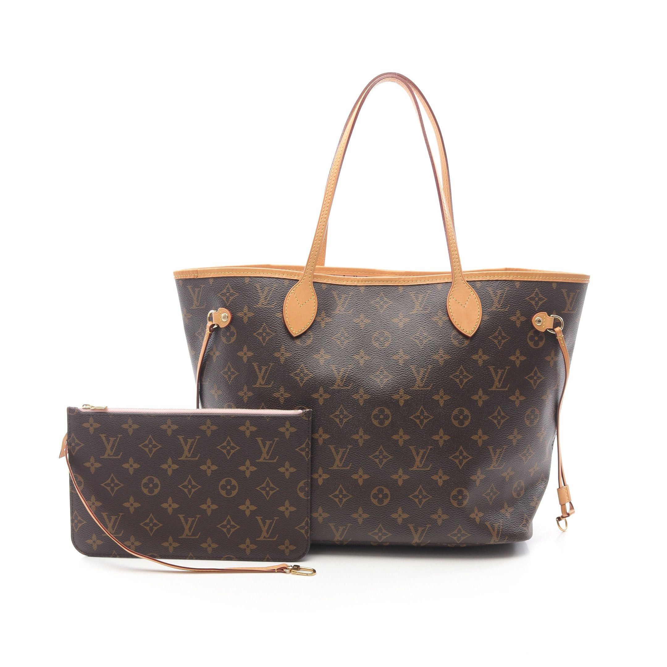 Louis Vuitton Louis Vuitton Neverfull Mm Monogram Shoulder Bag Tote Leather Brown Size ONE SIZE - 1 Thumbnail