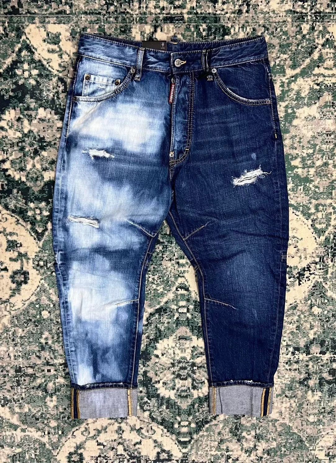 Dsquared2 Dsquared2 Tailored Combat Blue Washed Distressed 9" Jeans Size US 30 / EU 46 - 1 Thumbnail
