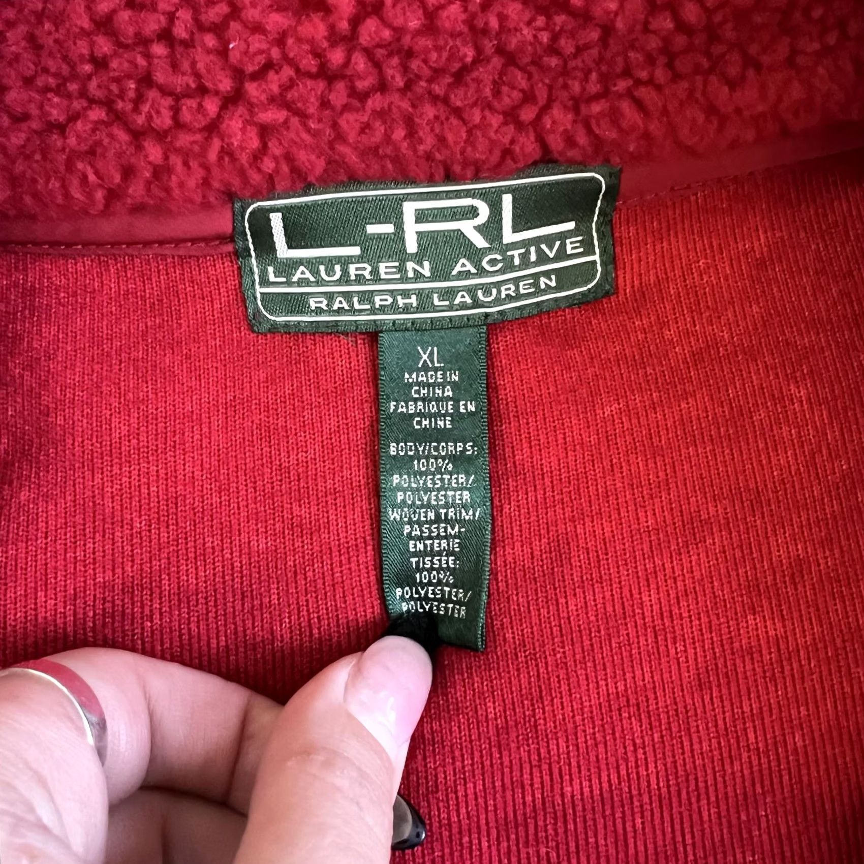 Ralph Lauren Lauren Ralph Lauren Jacket Womens XL Red Sherpa Fleece Full Zip Mock Neck Size XL / US 12-14 / IT 48-50 - 5 Thumbnail