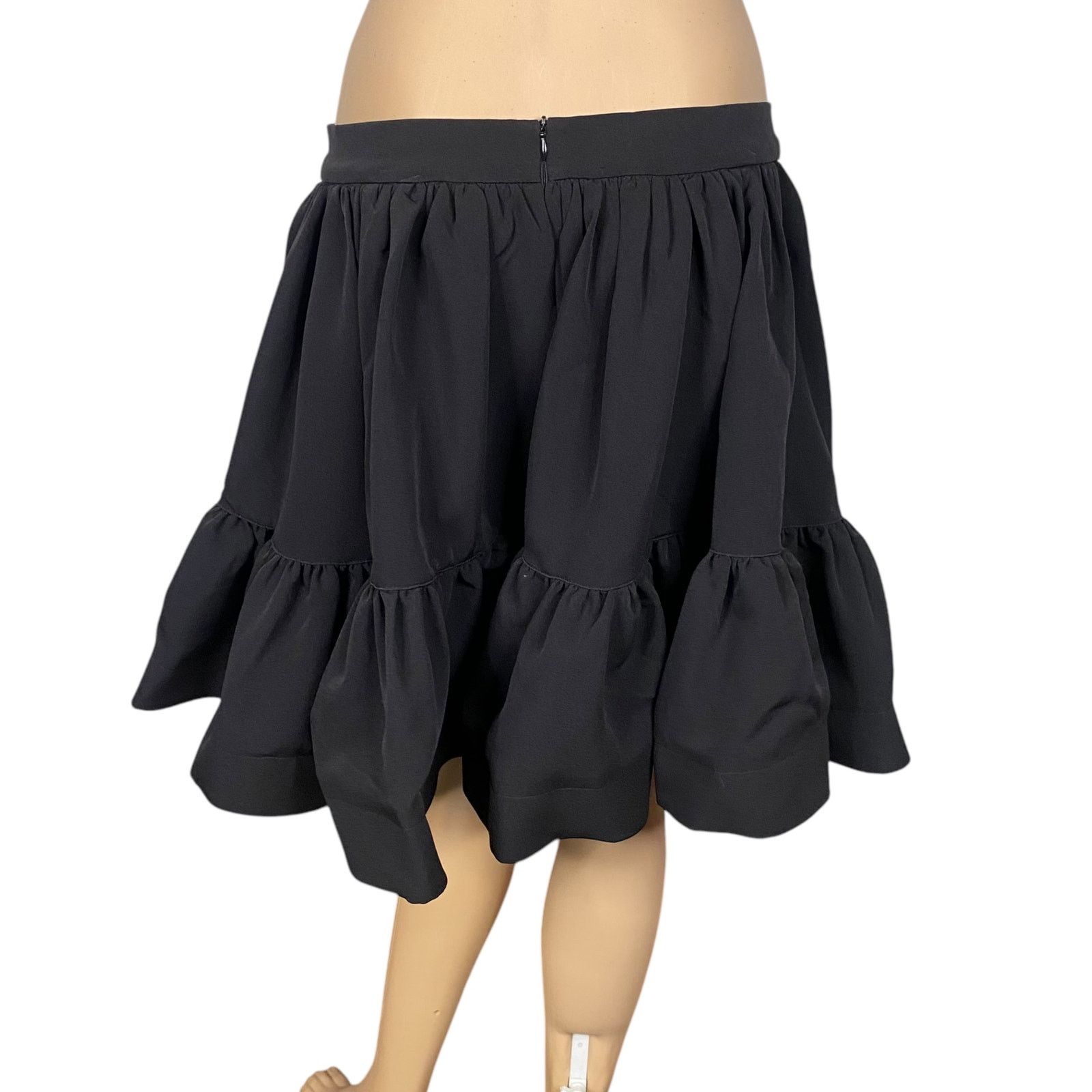 Anthropologie The Kemist Black Structured Ruffled Swing Mini Skirt SZ 8 Size 30" / US 8 / IT 44 - 8 Thumbnail