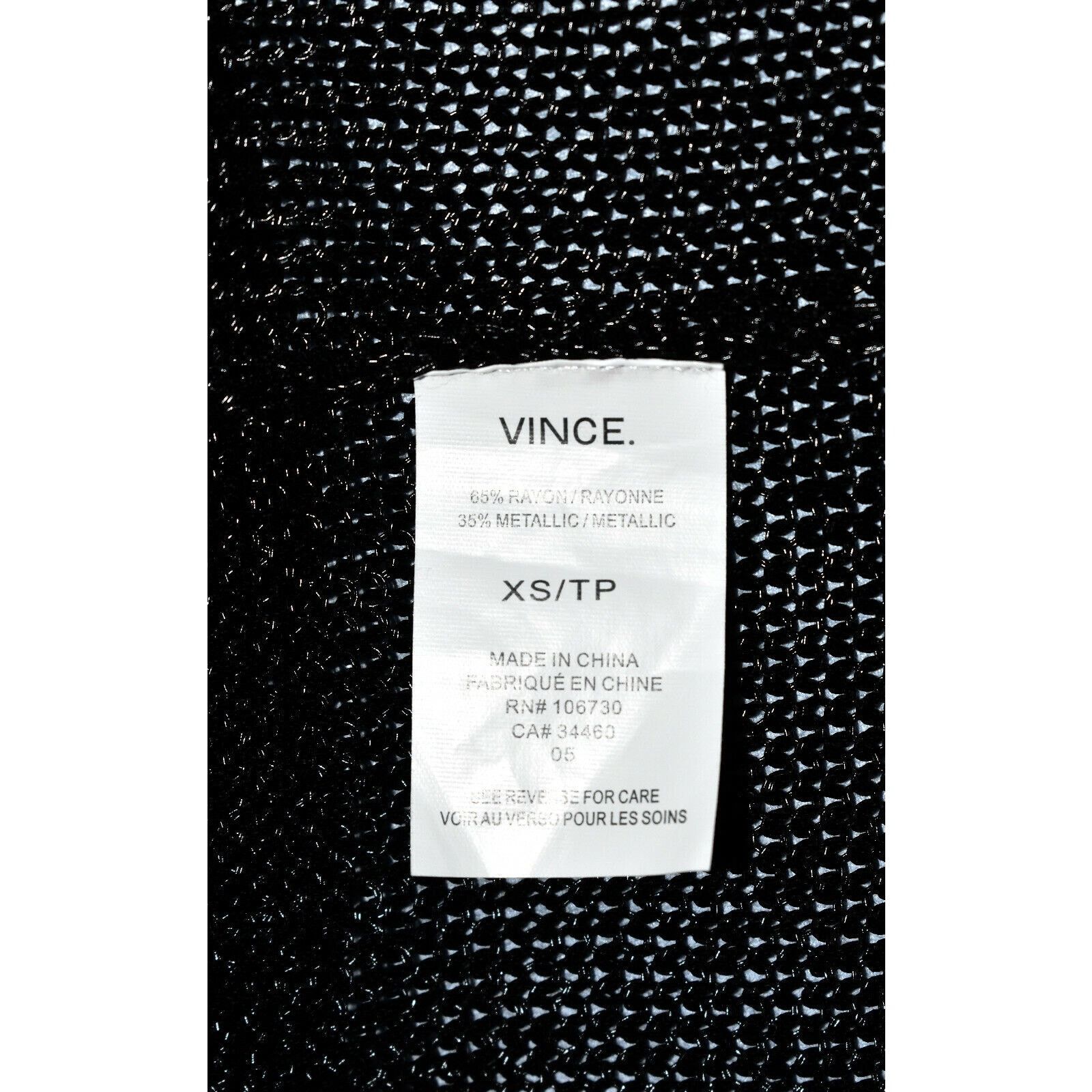Vince VINCE Black Metallic Thread Mesh Drape Open Cardigan Sz XS Size XS / US 0-2 / IT 36-38 - 7 Thumbnail