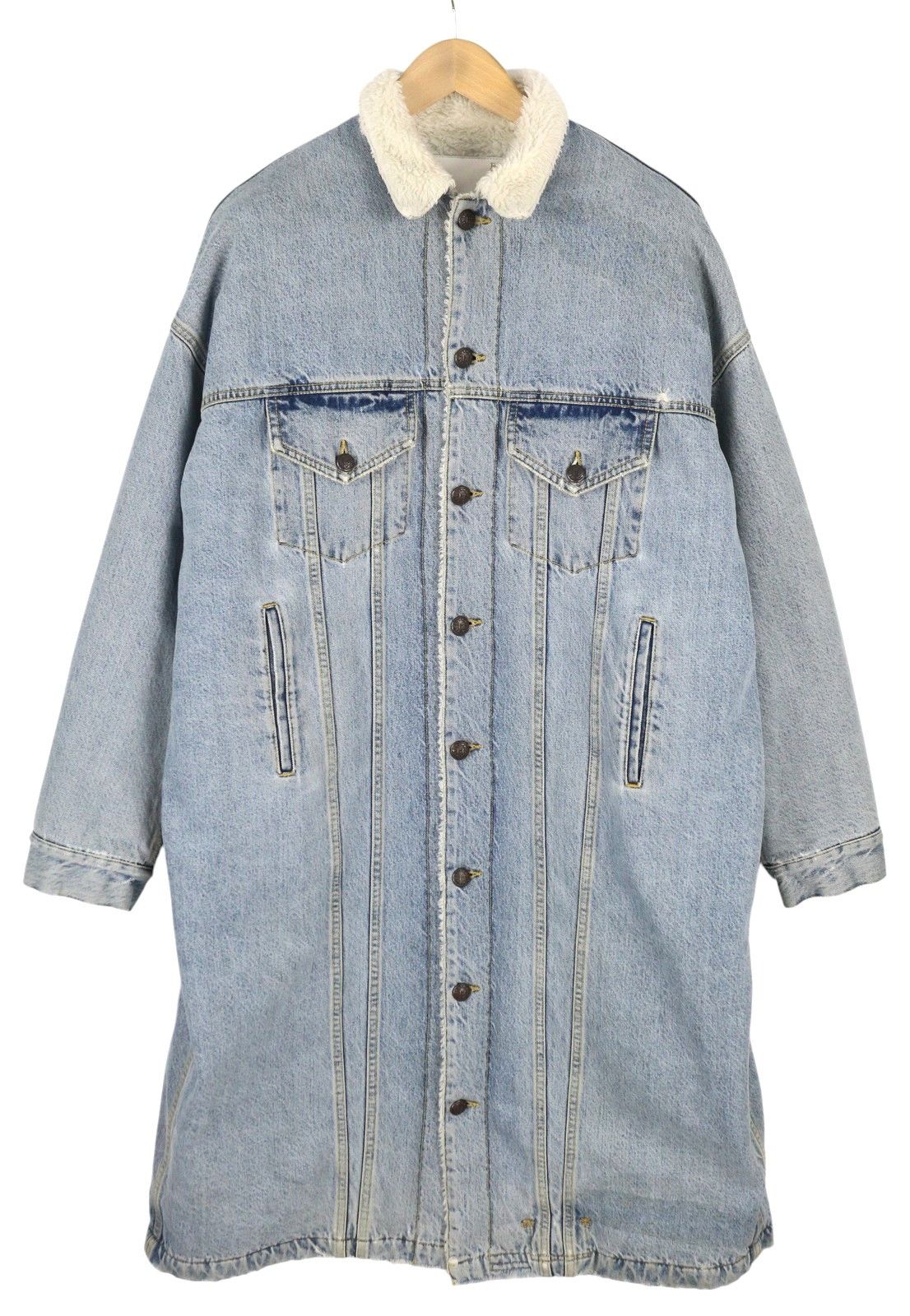 R13 LYLE TRUCKET COAT M Slate Blue Sherpa Lined Denim 86587 Size M / US 6-8 / IT 42-44 - 1 Thumbnail