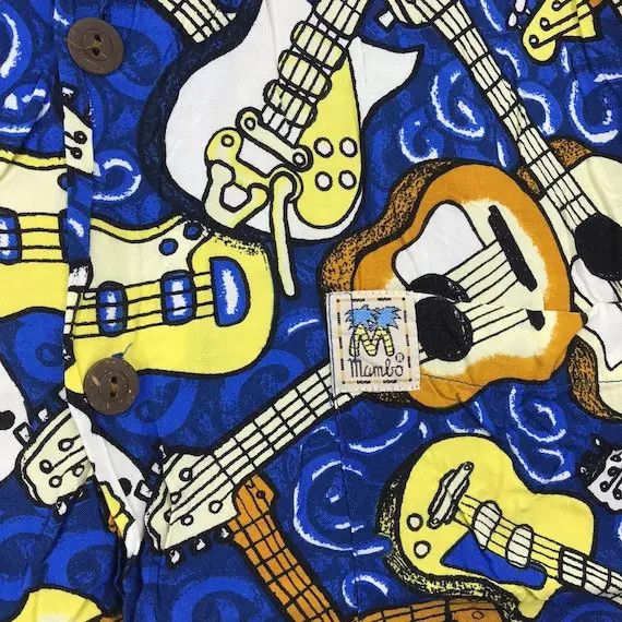 Mambo Vtg 90’ MAMBO LOUD AUSTRALIA Art Guitar AOP Casual Tee Shirt Size US XL / EU 56 / 4 - 5 Thumbnail