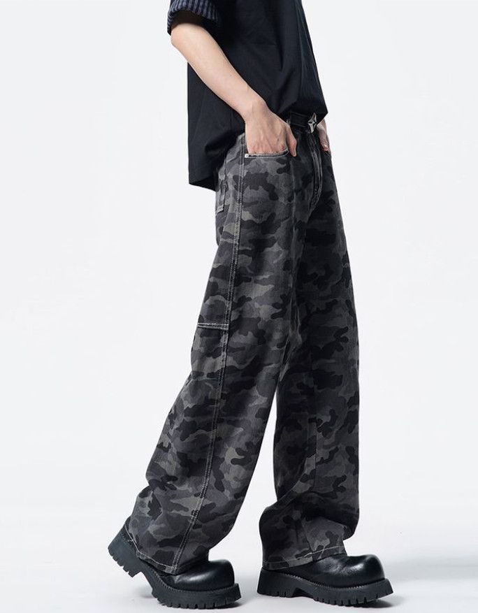 Japanese Brand American patchwork baggy camouflage curved casual pants Size US 32 / EU 48 - 2 Thumbnail