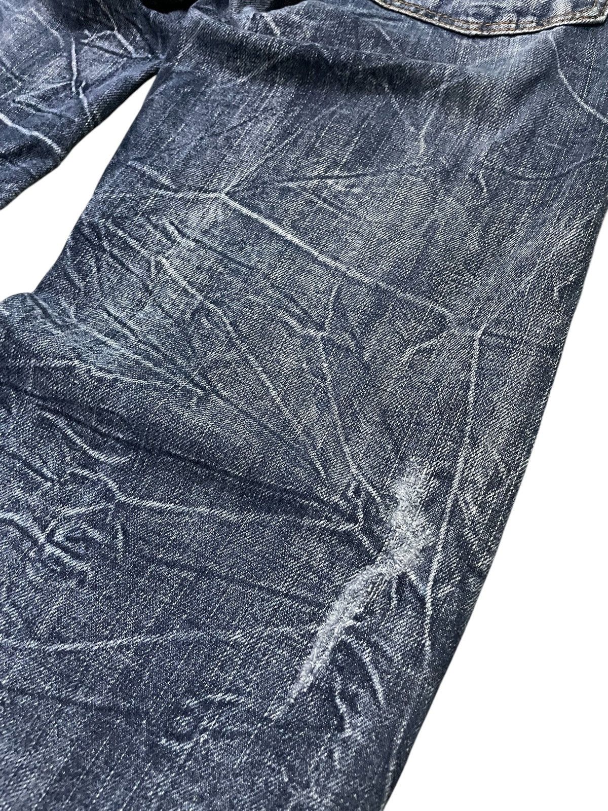 Hysteric Glamour × Japanese Brand Nylaus Japan Cracked Shadow Wash Double Waist Jeans Size US 30 / EU 46 - 19 Thumbnail