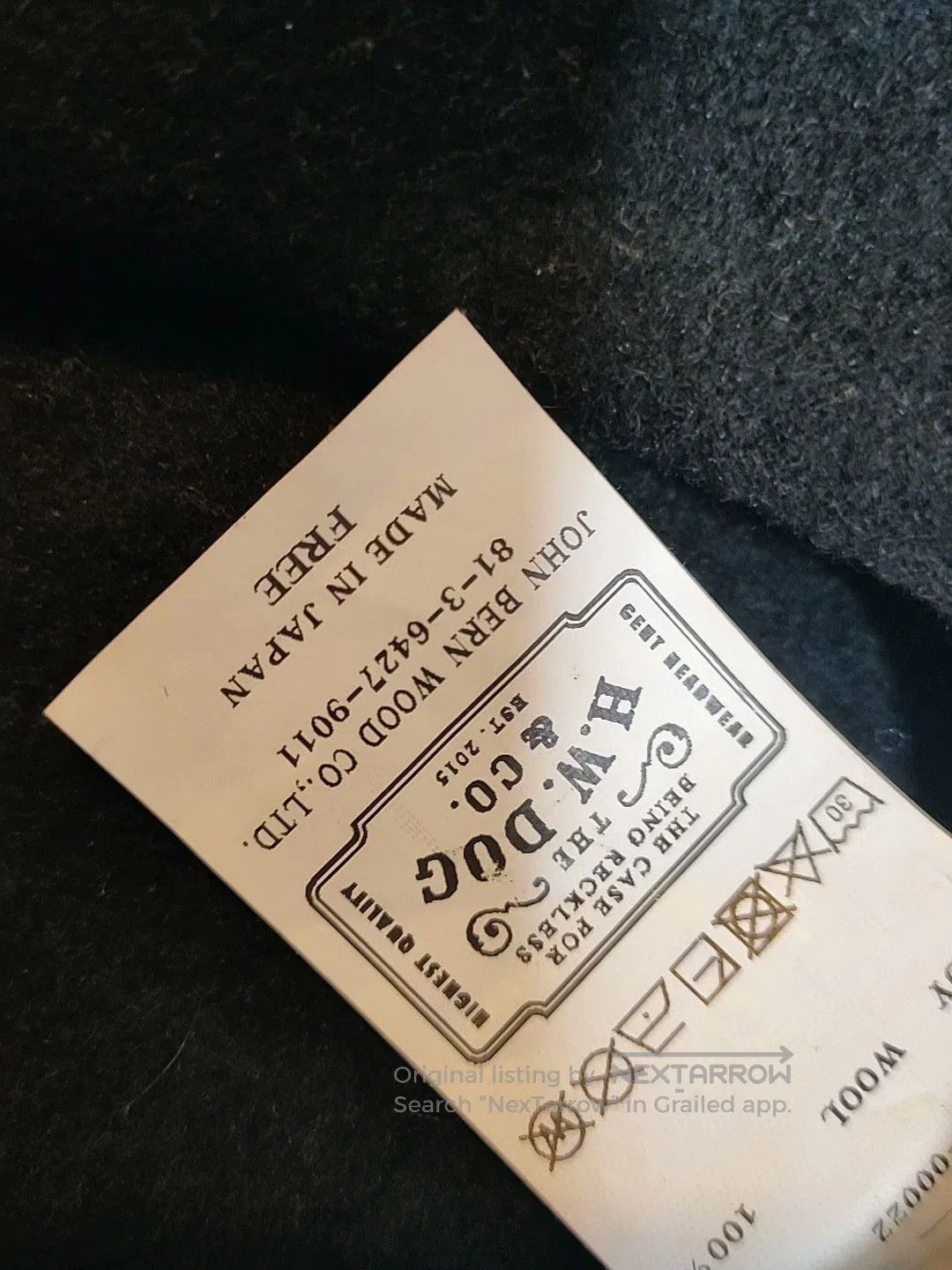 THE H.W.DOG&CO. HW DOG 100% Wool Japan Made Hat. Size ONE SIZE - 2 Thumbnail