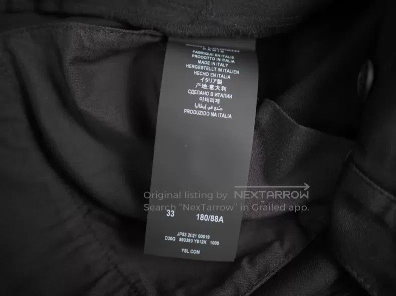 Saint Laurent Paris Saint Laurent Paris Black Slim Fit Cotton Pants Size US 33 - 6 Thumbnail