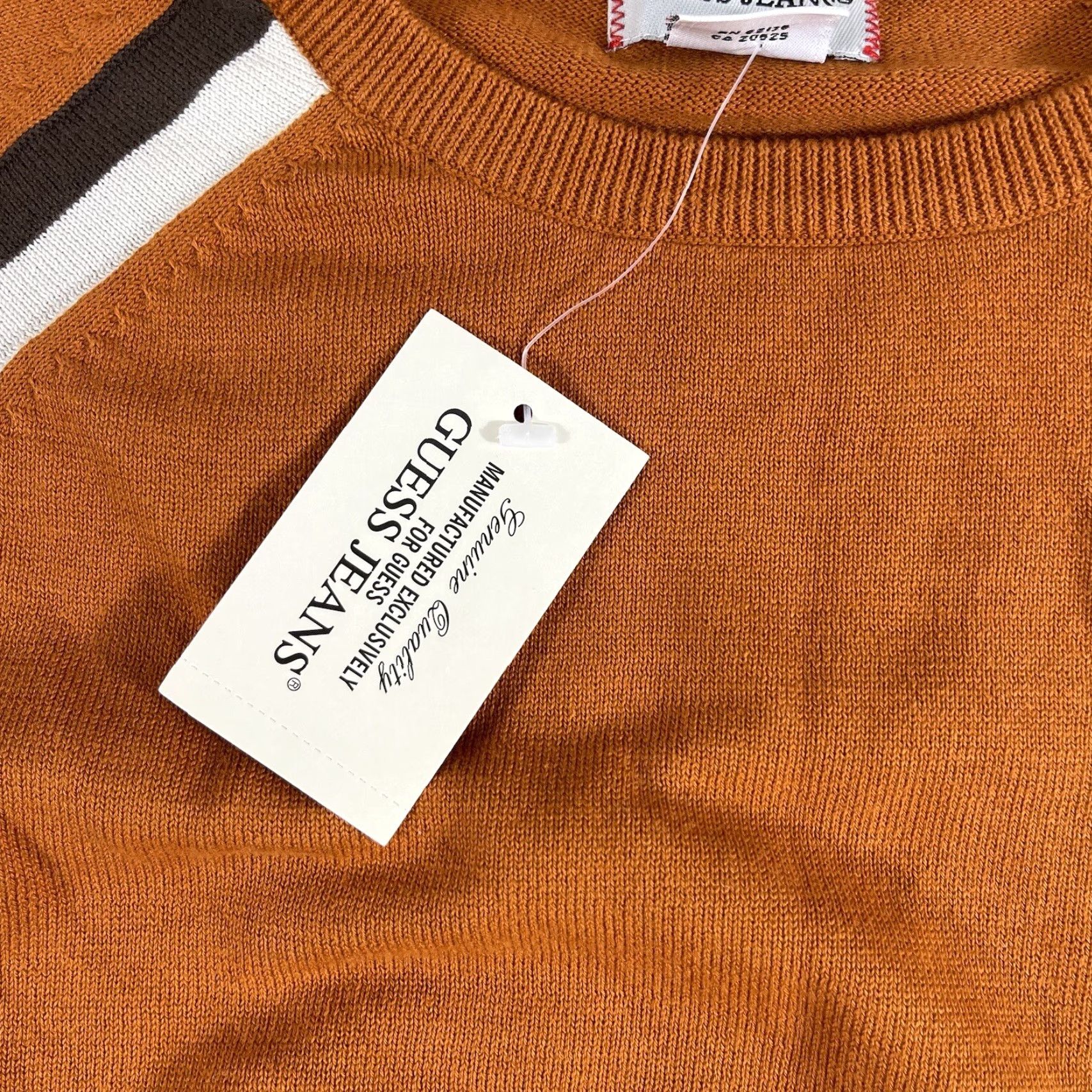 Guess VINTAGE GUESS Sweater Mens XL Brown Orange Cotton Y2K Knit Pullover Grunge NWT Size US XL / EU 56 / 4 - 4 Thumbnail