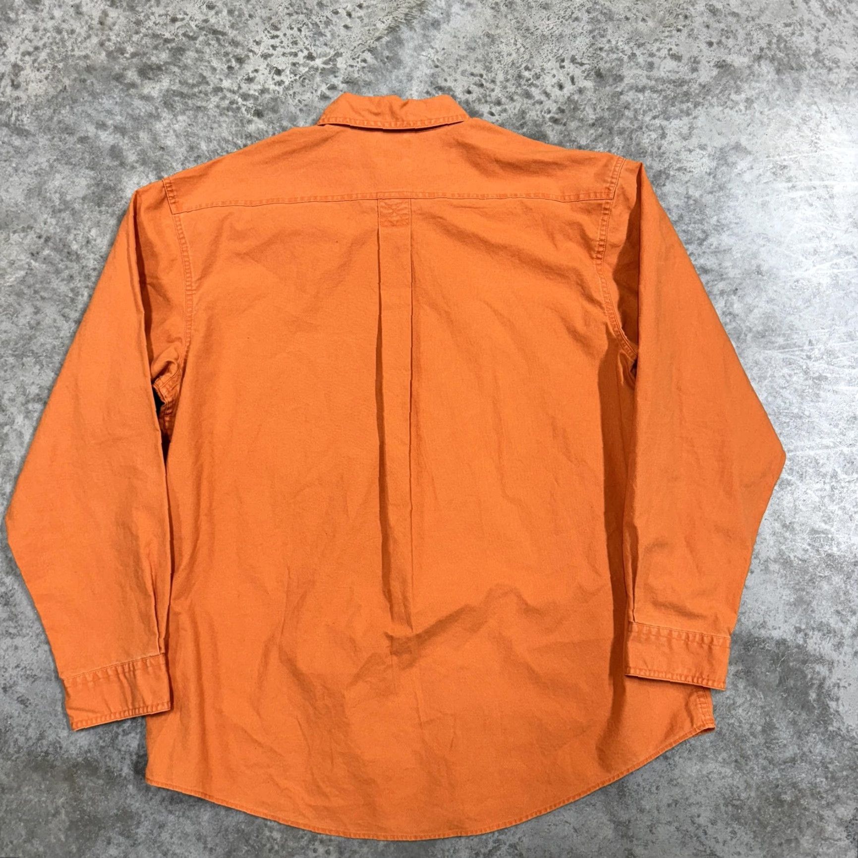 Vintage L.L. Bean Shirt Mens Large Orange Solid Button Front Dual Pocket Cotton Workwear Size US L / EU 52-54 / 3 - 3 Thumbnail