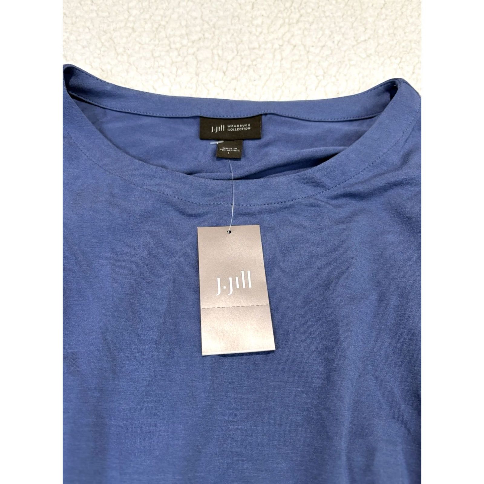 J. Jill J. Jill NWT Wearever Collection Twilight Blue Belted Tie Waist Dress L Knit Jersey Long Sleeve A-Line Solid Dress Size L / US 10 / IT 46 - 4 Thumbnail