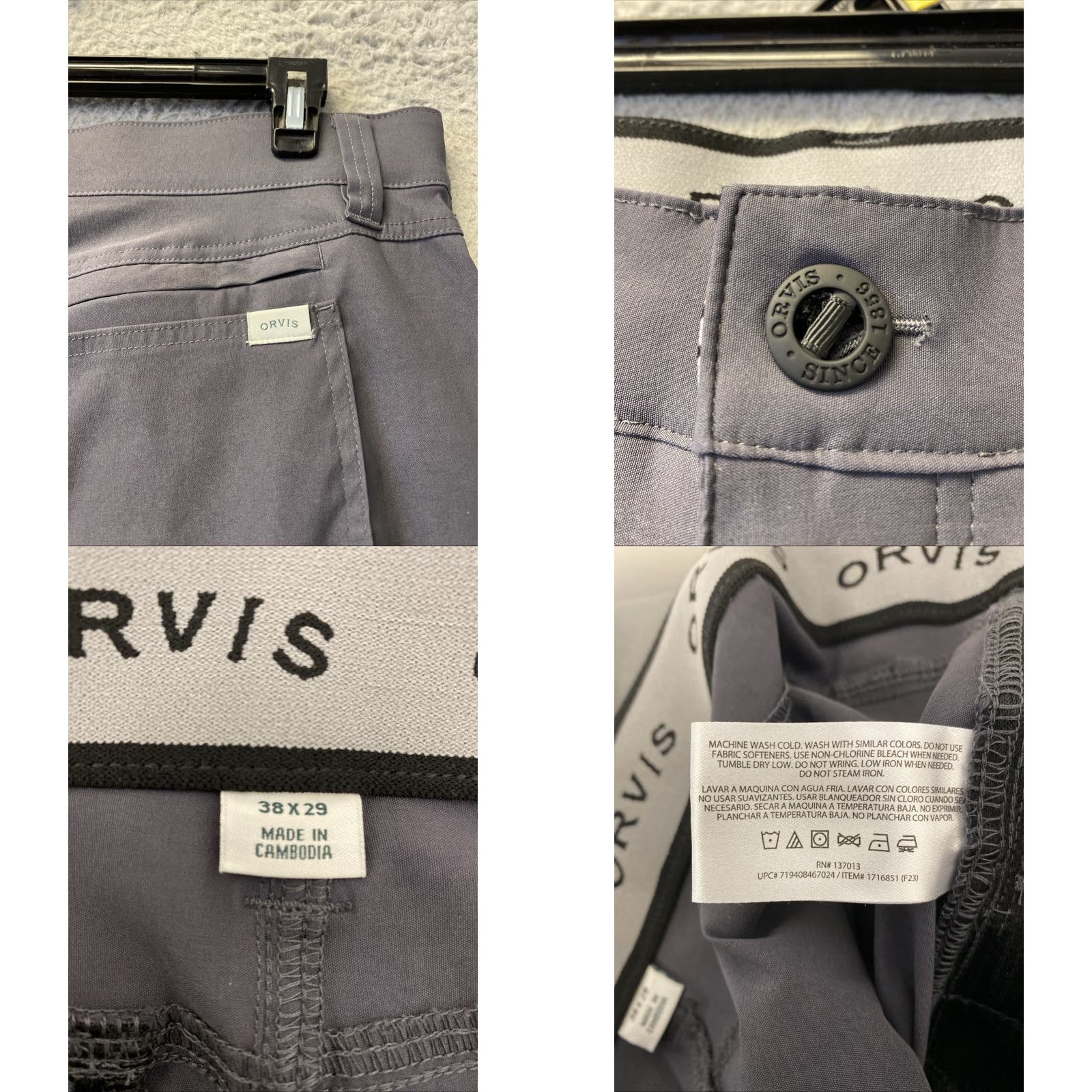Orvis Orvis Performance Tech Cargo Pants Mens 38x32 Gray Stretch Water Resistant Size US 38 / EU 54 - 8 Thumbnail