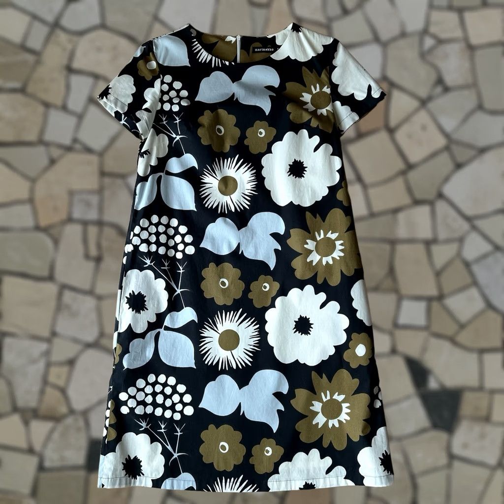 Marimekko VINTAGE Marimekko Floral One Piece Dress Short Sleeve Knee Length Women’s 32 Size 24" / US 00 / IT 34 - 1 Thumbnail