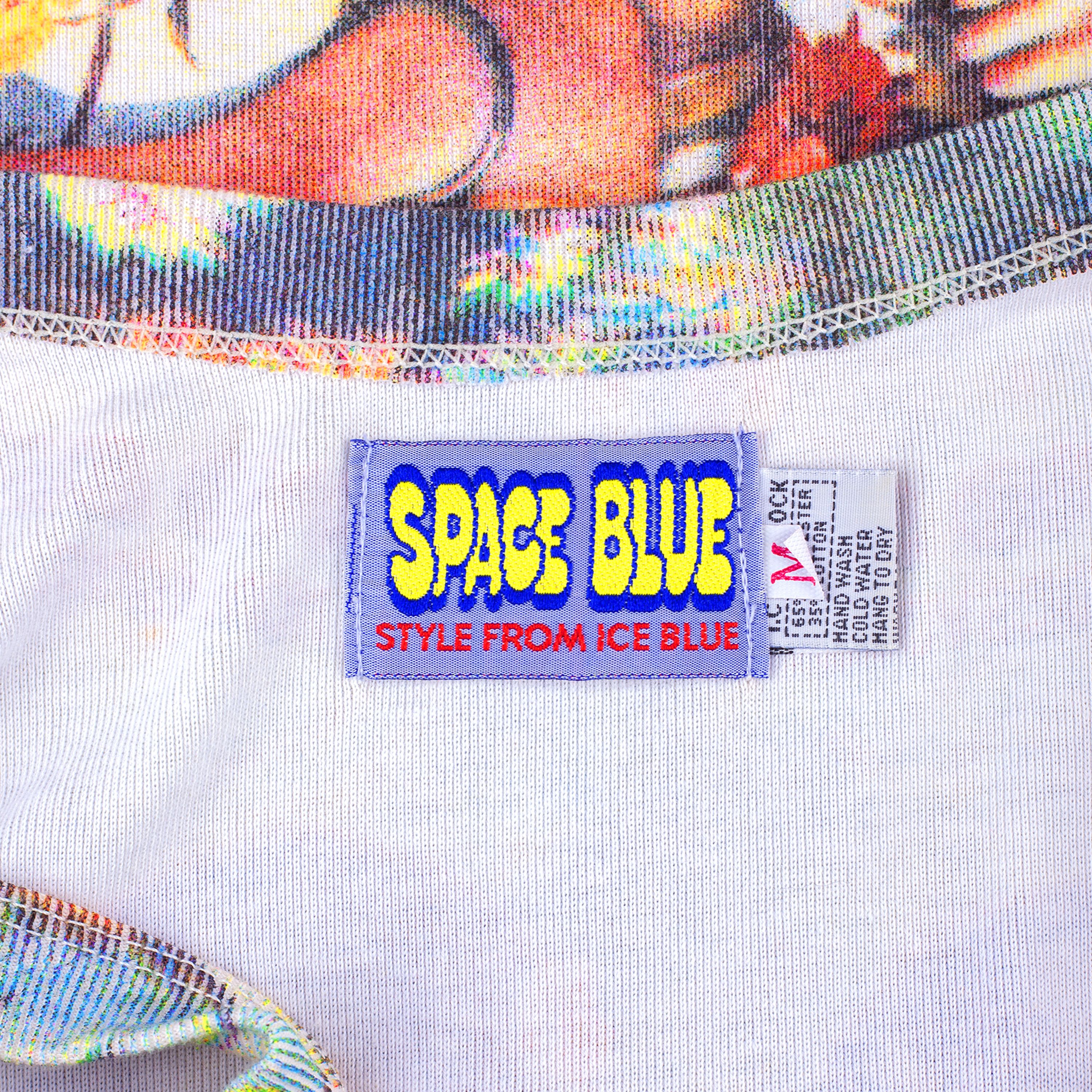 Vintage Space Blue Mini Dress with Propaganda Kwong Sang Print Size M / US 6-8 / IT 42-44 - 3 Thumbnail