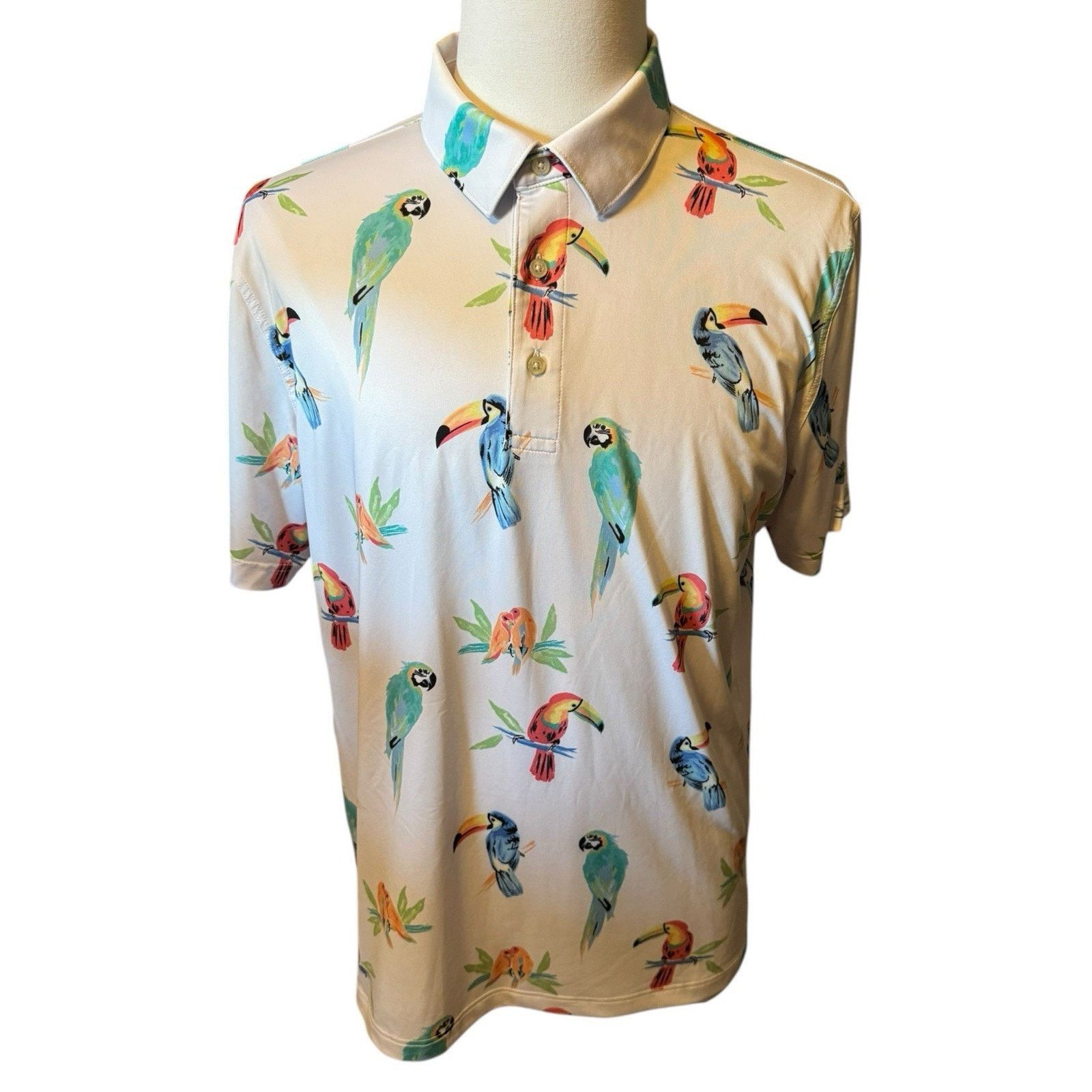 Chubbies CHUBBIES Golf Dude Where's Macaw Parrot White Polo Shirt Size US L / EU 52-54 / 3 - 1 Thumbnail