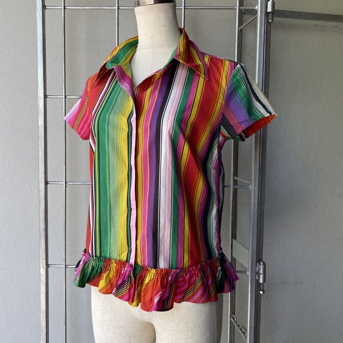 Etro ETRO Rainbow Stripe Ruffle Shirt Size S / US 4 / IT 40 - 1 Thumbnail