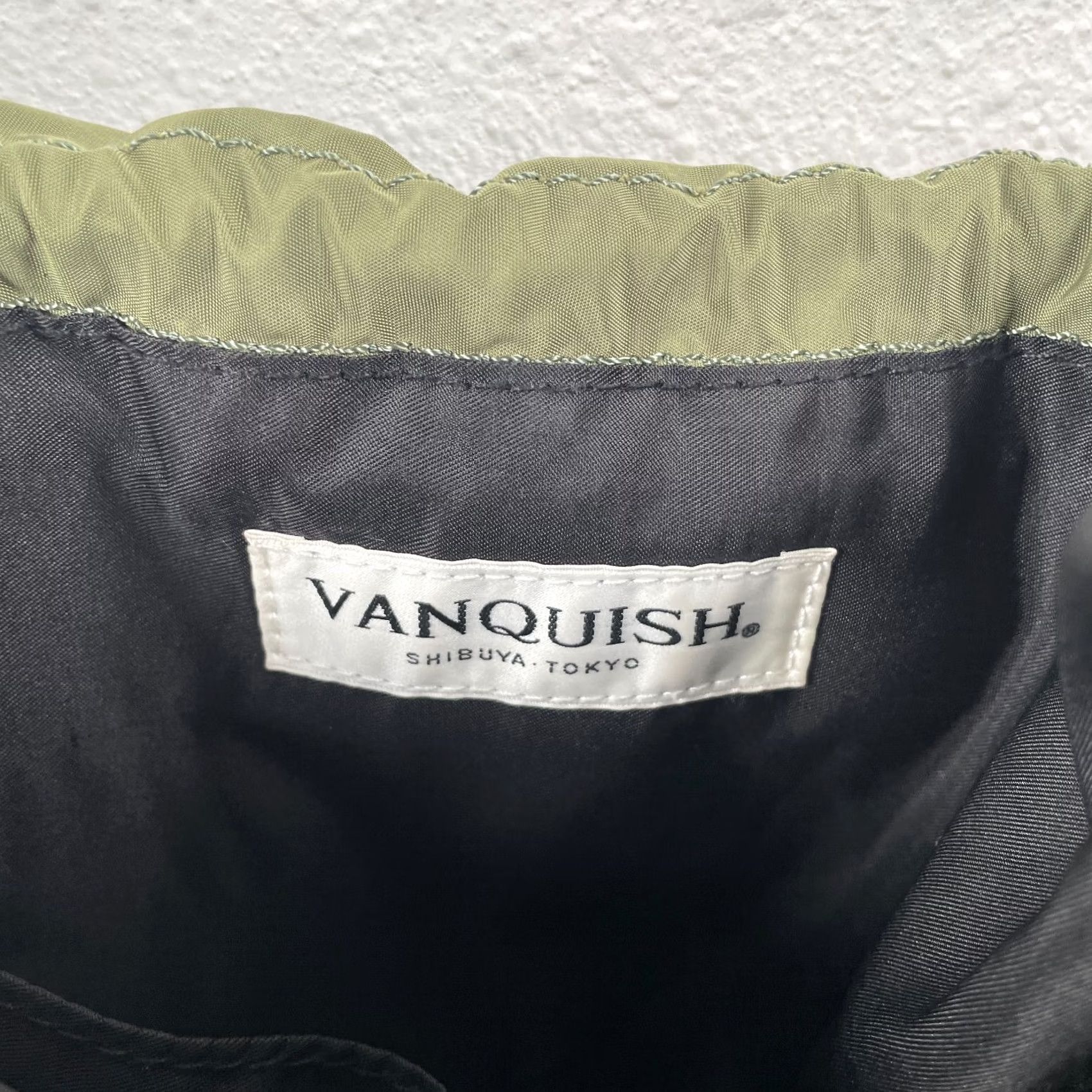 Vintage Vanquish Japan Drawstring Satchel Bag Green Nylon Satchel 9.5"W 8"H 4"D Mens Size ONE SIZE - 7 Thumbnail