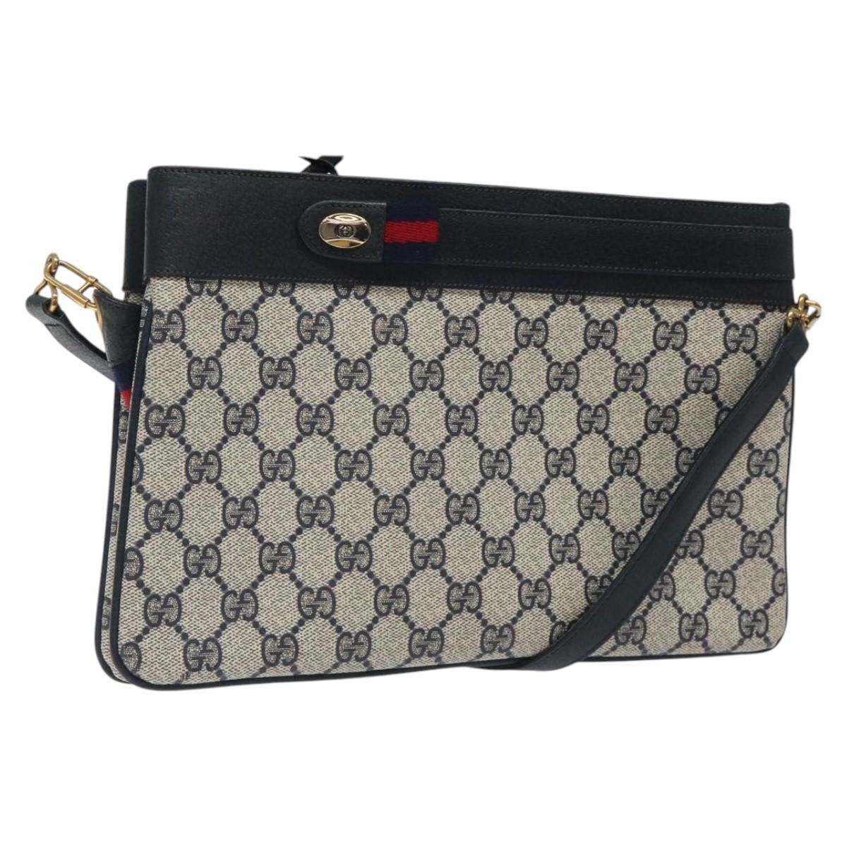 Gucci GUCCI GG Supreme Sherry Line Shoulder Bag Pvc Navy Gold 96 Size ONE SIZE - 1 Thumbnail