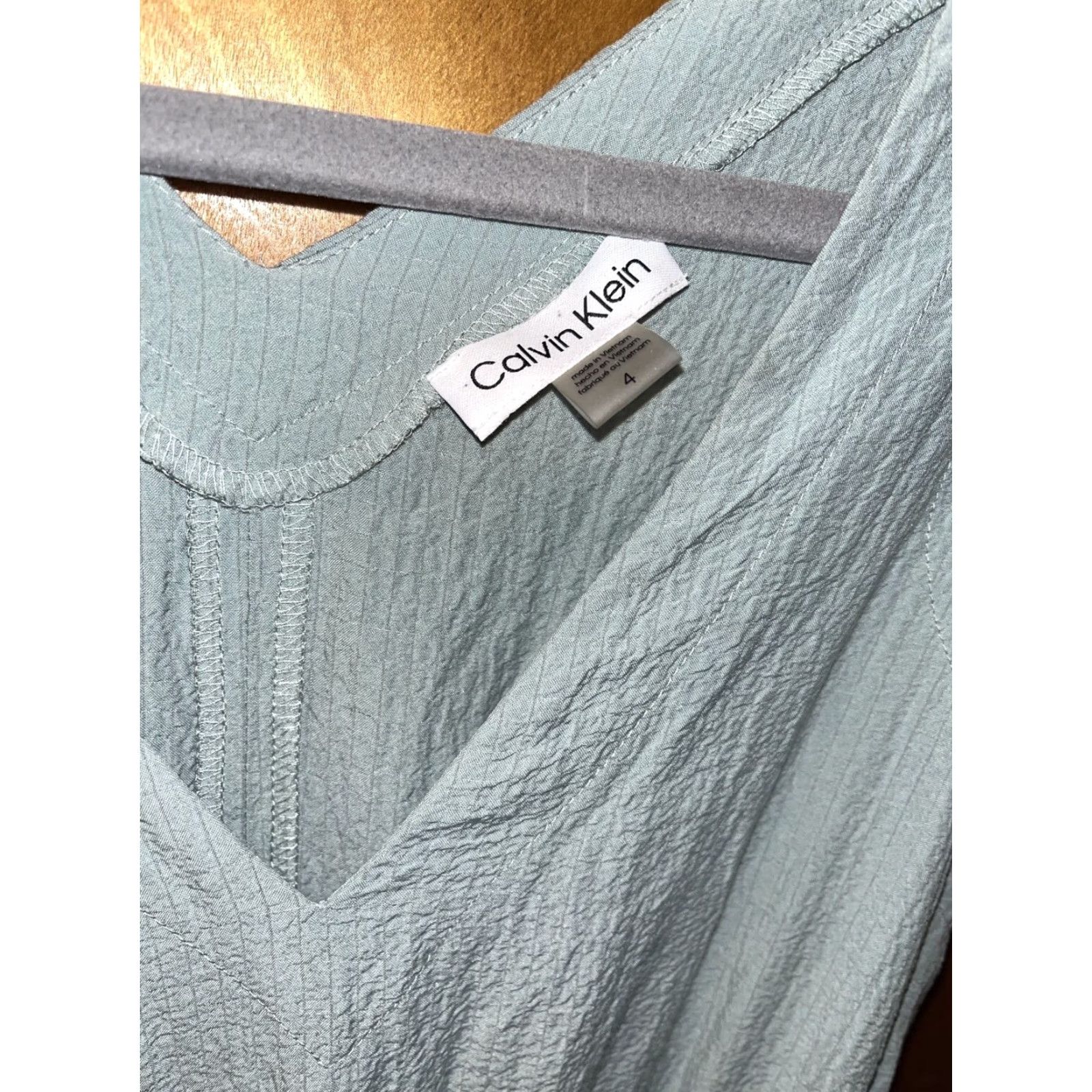 Calvin Klein Calvin Klein Women’s Dress Sage Green Ruffle Hem With Sash Size 4 Size S / US 4 / IT 40 - 3 Thumbnail